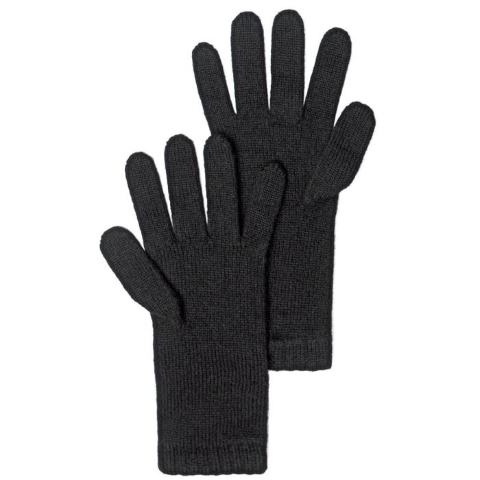 lochcarron of scotland Womens Luxury Black Slim Fit Cashmere Gloves