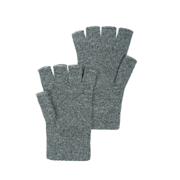 lochcarron of scotland Womens Luxury Dark Granite Cashmere Fingerless Gloves