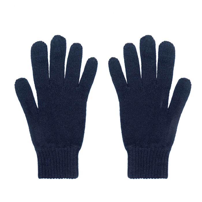 Lochcarron Of Scotland Womens Luxury Dark Navy Blue Cashmere Gloves