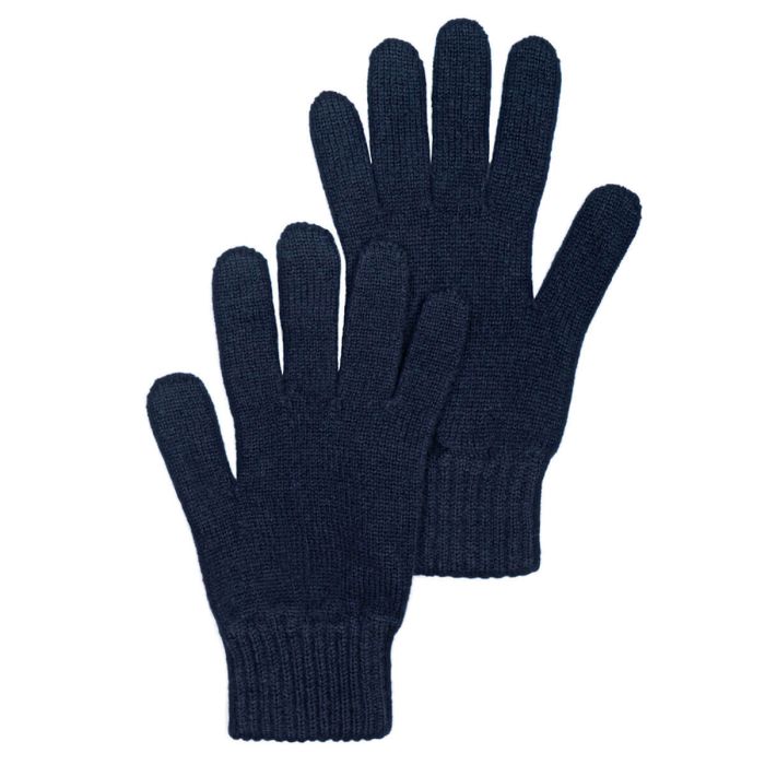 lochcarron of scotland Womens Luxury Dark Navy Blue Cashmere Gloves