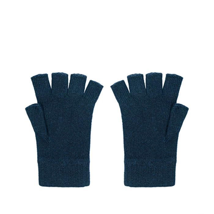 Lochcarron Of Scotland Womens Luxury Dark Navy Cashmere Fingerless Gloves
