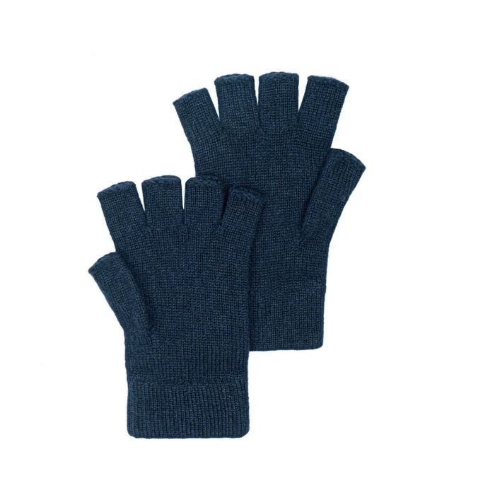 lochcarron of scotland Womens Luxury Dark Navy Cashmere Fingerless Gloves