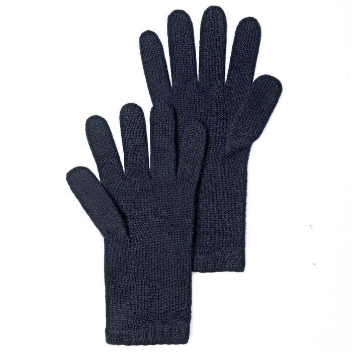 lochcarron of scotland Womens Luxury Dark Navy Slim Fit Cashmere Gloves