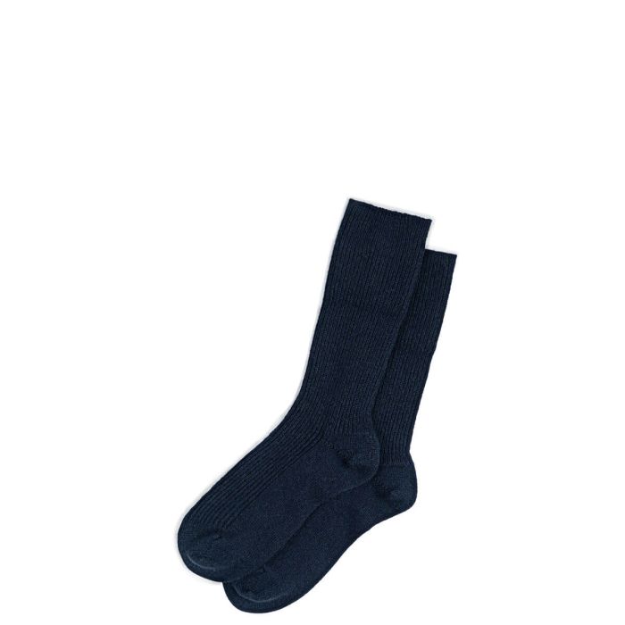 Lochcarron Of Scotland Womens Luxury Ribbed Dark Navy Cashmere Socks