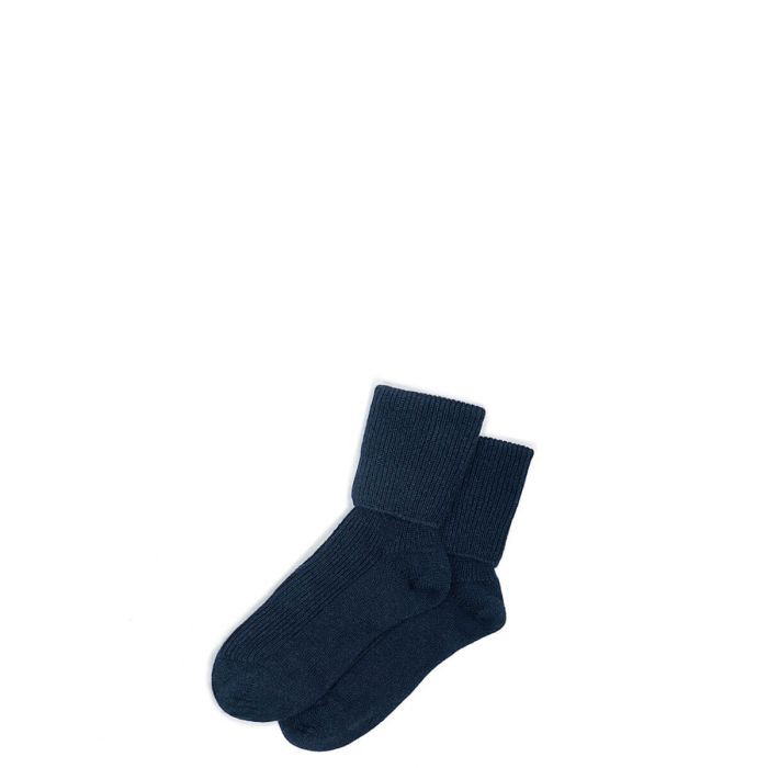 lochcarron of scotland Womens Luxury Ribbed Dark Navy Cashmere Socks