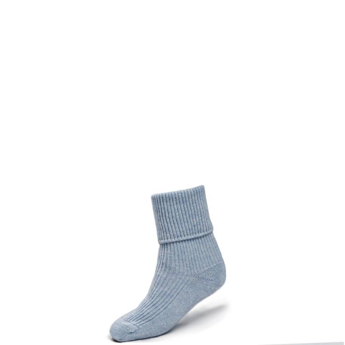 Lochcarron Of Scotland Womens Luxury Ribbed Pale Blue Cashmere Socks