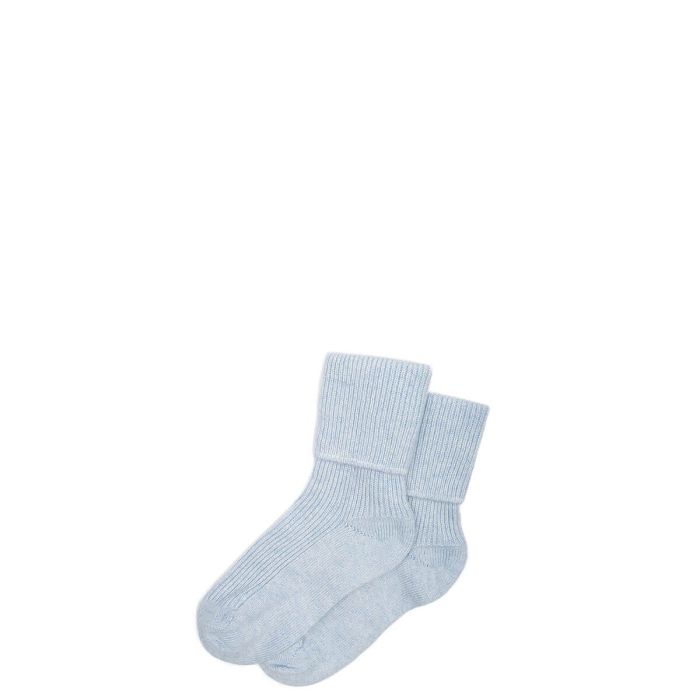 lochcarron of scotland Womens Luxury Ribbed Pale Blue Cashmere Socks