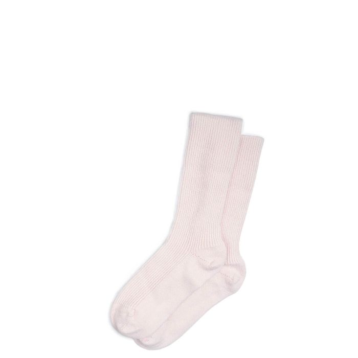 Lochcarron Of Scotland Womens Luxury Ribbed Pale Pink Cashmere Socks