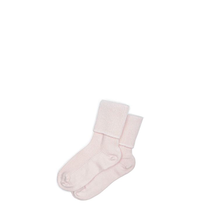 lochcarron of scotland Womens Luxury Ribbed Pale Pink Cashmere Socks