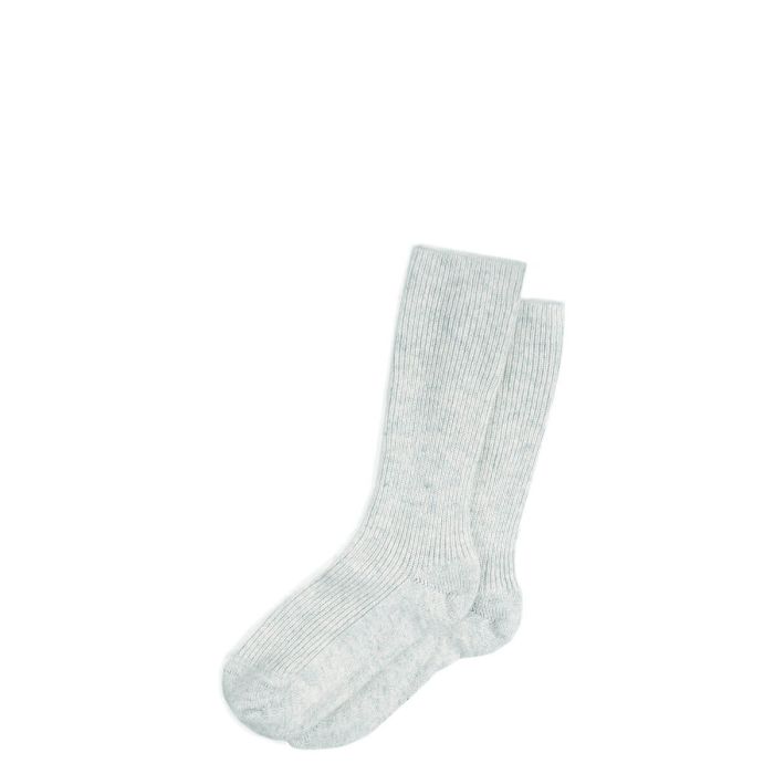Lochcarron Of Scotland Womens Luxury Ribbed Silver Cashmere Socks