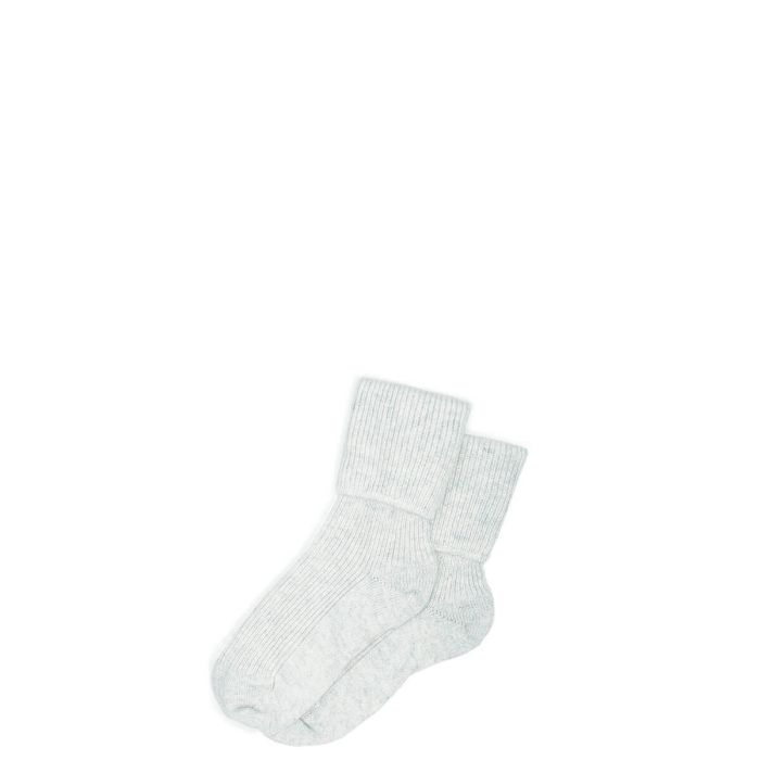lochcarron of scotland Womens Luxury Ribbed Silver Cashmere Socks