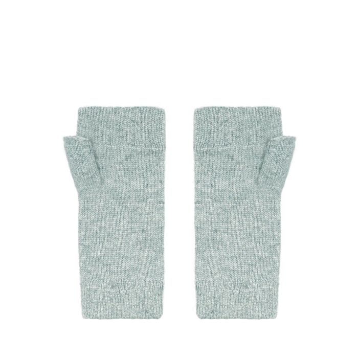 Lochcarron Of Scotland Womens Luxury Silver Cashmere Wrist Warmers Fingerless Gloves