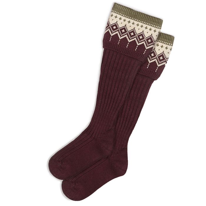 lochcarron of scotland Womens Mulberry Iona Long Boot Socks