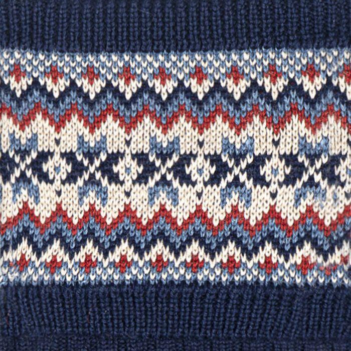 Lochcarron Of Scotland Womens Navy Fair Isle Long Boot Socks