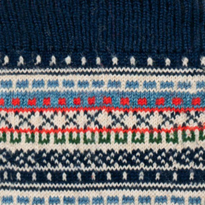 Lochcarron Of Scotland Womens Navy Fair Isle Merino Blend Socks