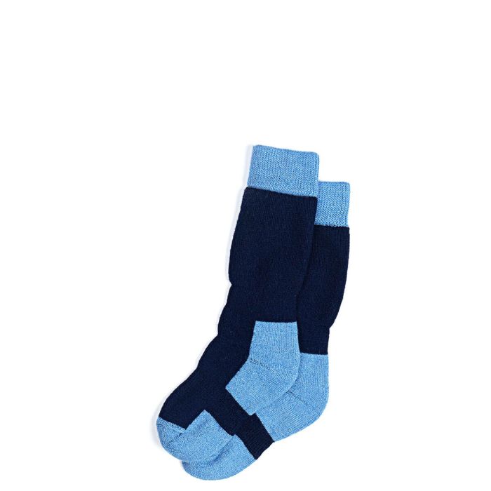 lochcarron of scotland Womens Navy Glen Crew Length Merino Blend Socks