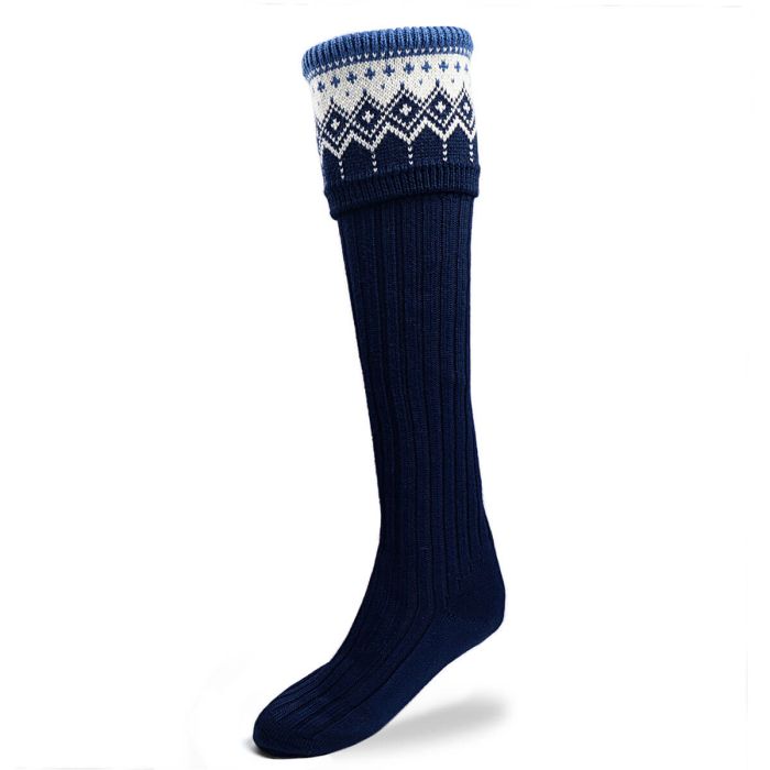 Lochcarron Of Scotland Womens Navy Iona Long Boot Socks
