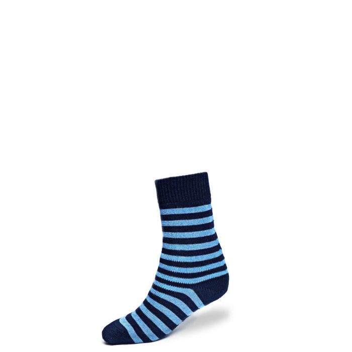 Lochcarron Of Scotland Womens Navy Stripe Merino Blend Socks