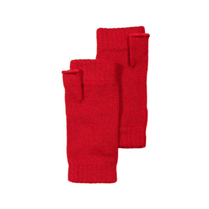 lochcarron of scotland Womens Red Cashmere Wrist Warmers Fingerless Gloves
