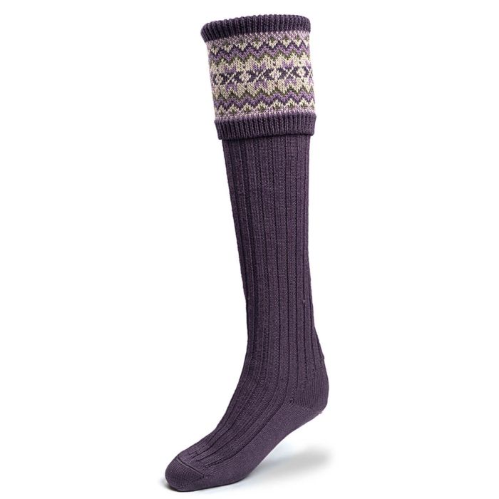 Lochcarron Of Scotland Womens Thistle Fair Isle Long Boot Socks