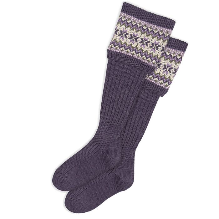 lochcarron of scotland Womens Thistle Fair Isle Long Boot Socks