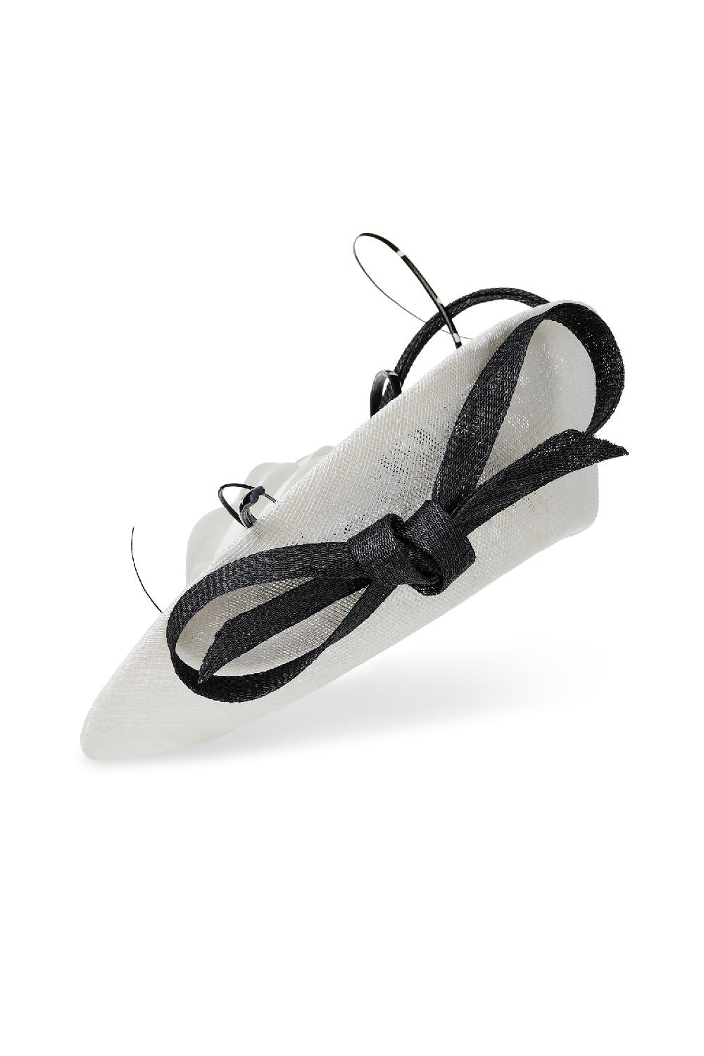 Lock & Co Hatters Assam Sinamay White & Black Saucer Hat