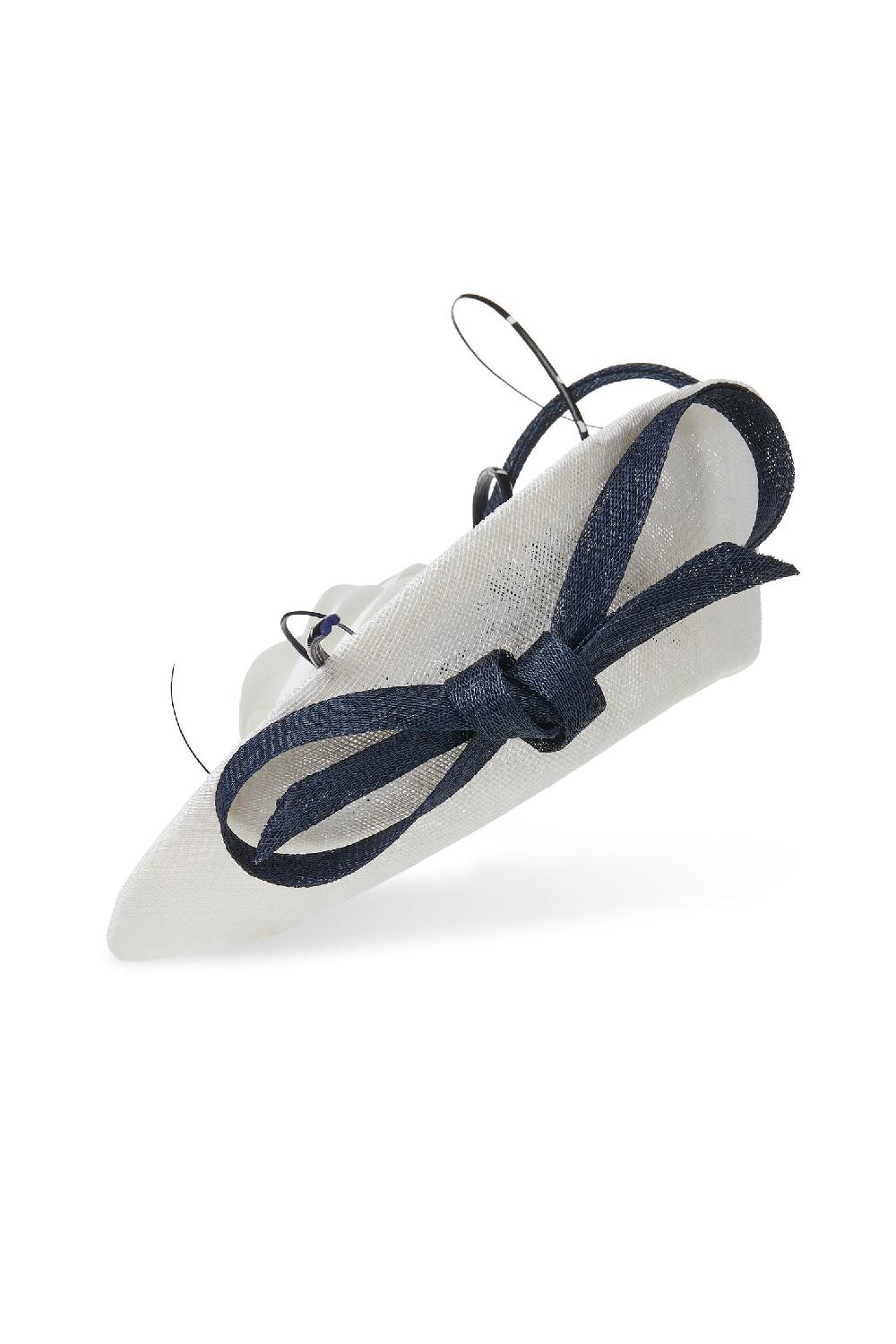 Lock & Co Hatters Assam Sinamay White & Navy Saucer Hat