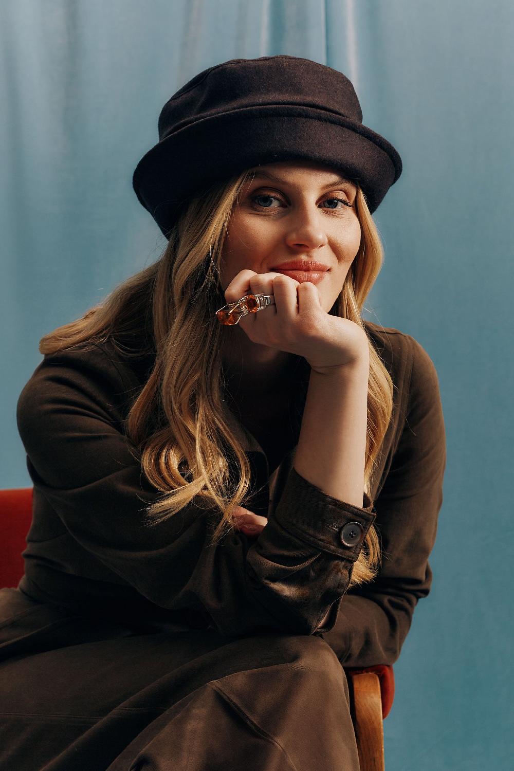 lock & co hatters Cordelia Ruched Brown Wool Waterproof Rain Hat