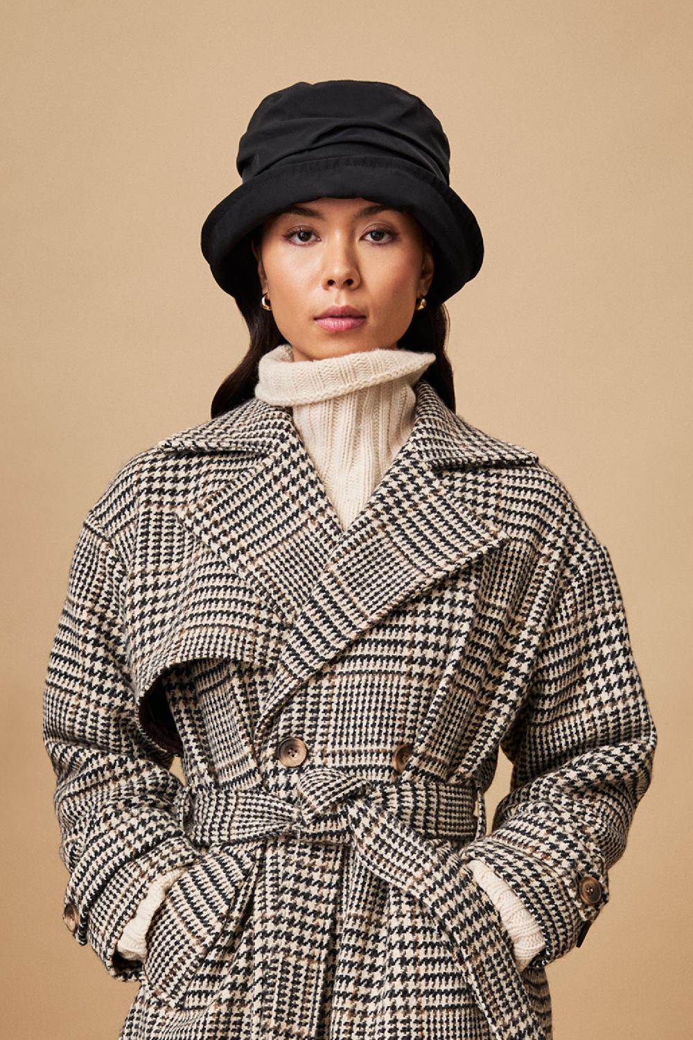 lock & co hatters Cordelia Tech Ruched Black Waterproof Rain Hat