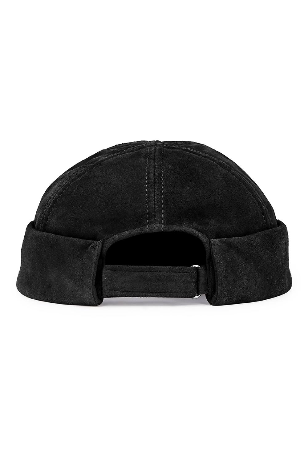 Lock & Co Hatters Dover Adjustable Black Leather Watch Cap
