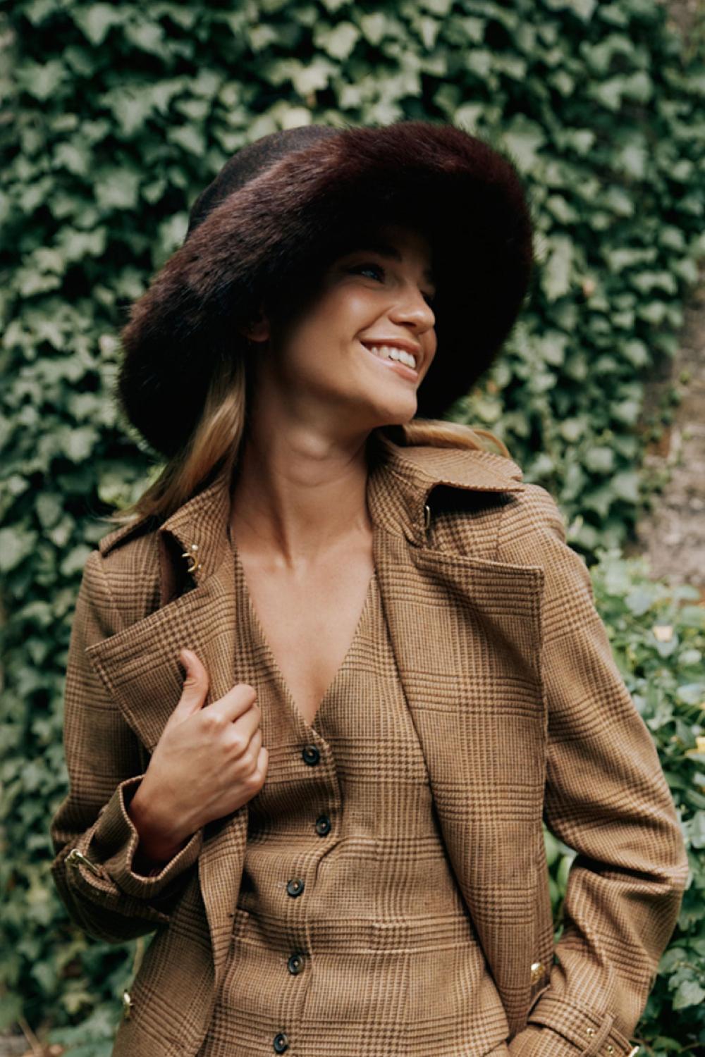 Lock & Co Hatters Estate Hat In A British Wool Tweed & Faux Fur Edge