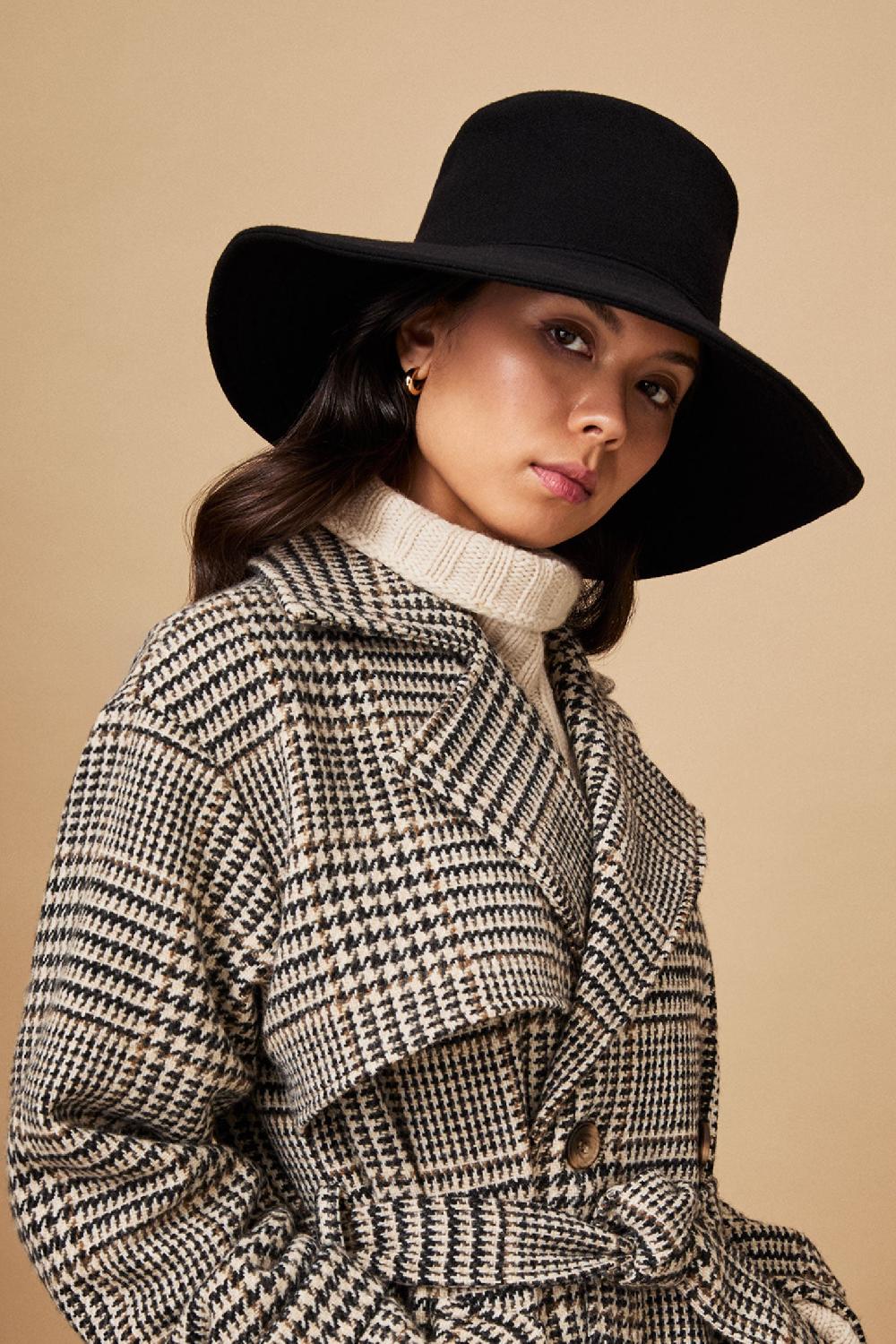 lock & co hatters Evelyn Black Wool Waterproof Rain Hat