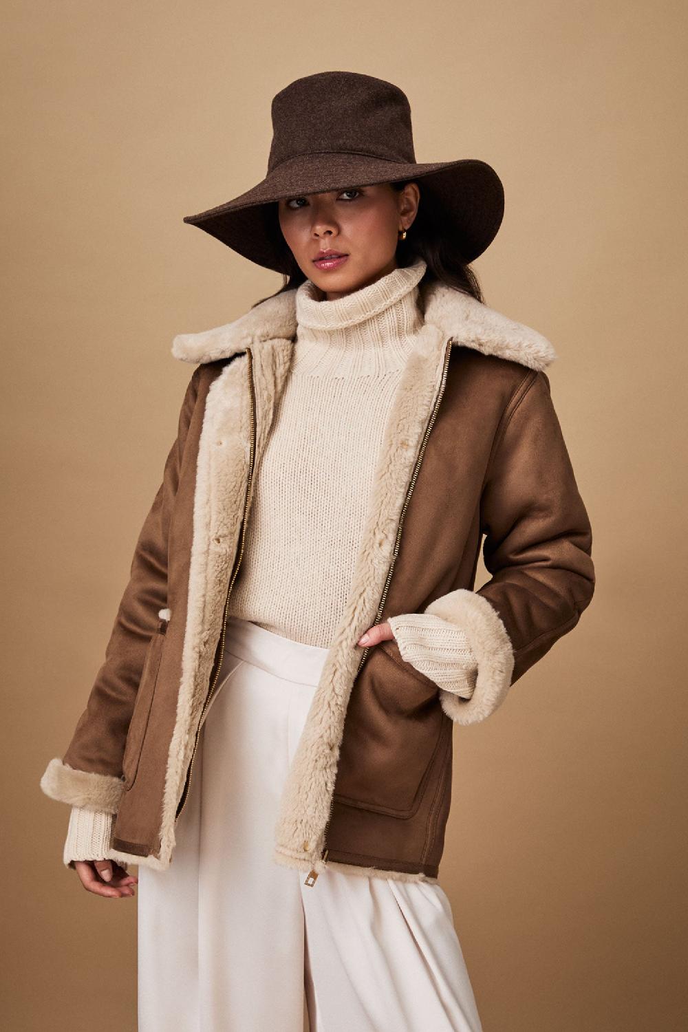 Lock & Co Hatters Evelyn Brown Wool Waterproof Rain Hat