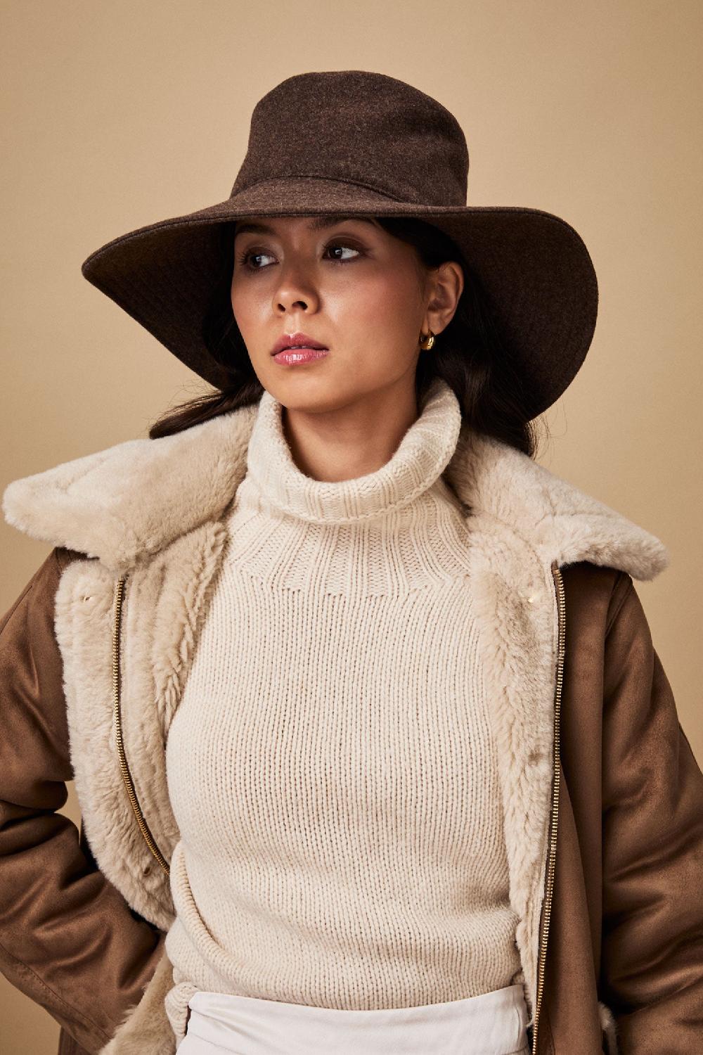 lock & co hatters Evelyn Brown Wool Waterproof Rain Hat