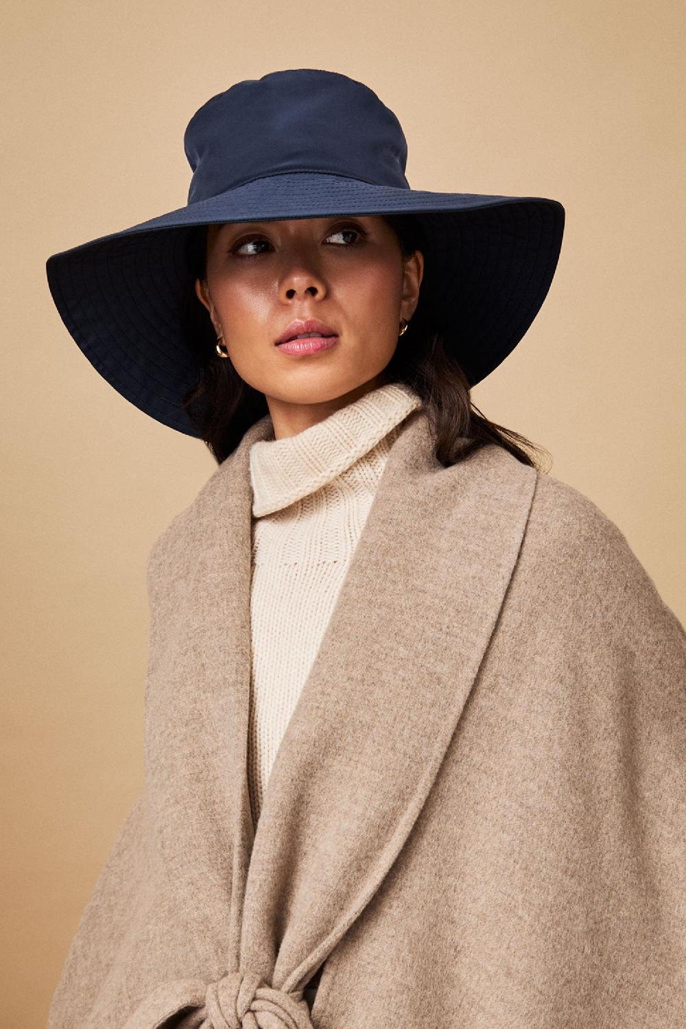 lock & co hatters Evelyn Tech Navy Waterproof Rain Hat