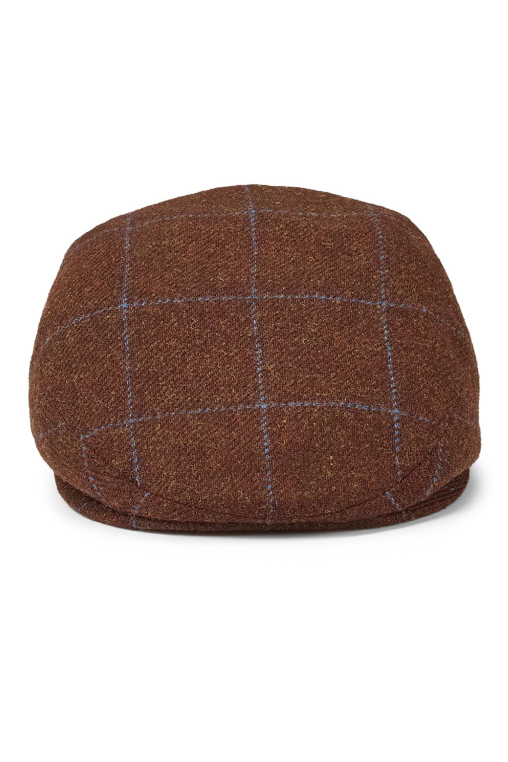Lock & Co Hatters Gill Windowpane Brown Wool Flat Cap