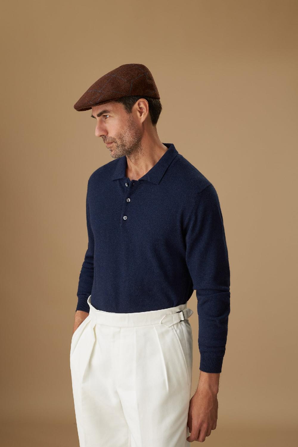 lock & co hatters Gill Windowpane Brown Wool Flat Cap