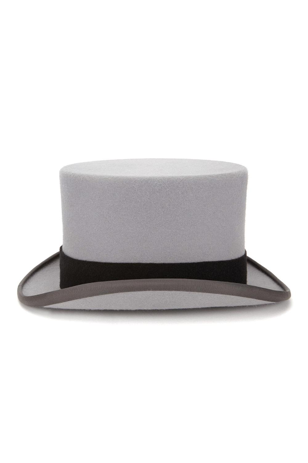 Lock & Co Hatters Grey Felt Ascot Top Hat With A Black Wool Felt Band