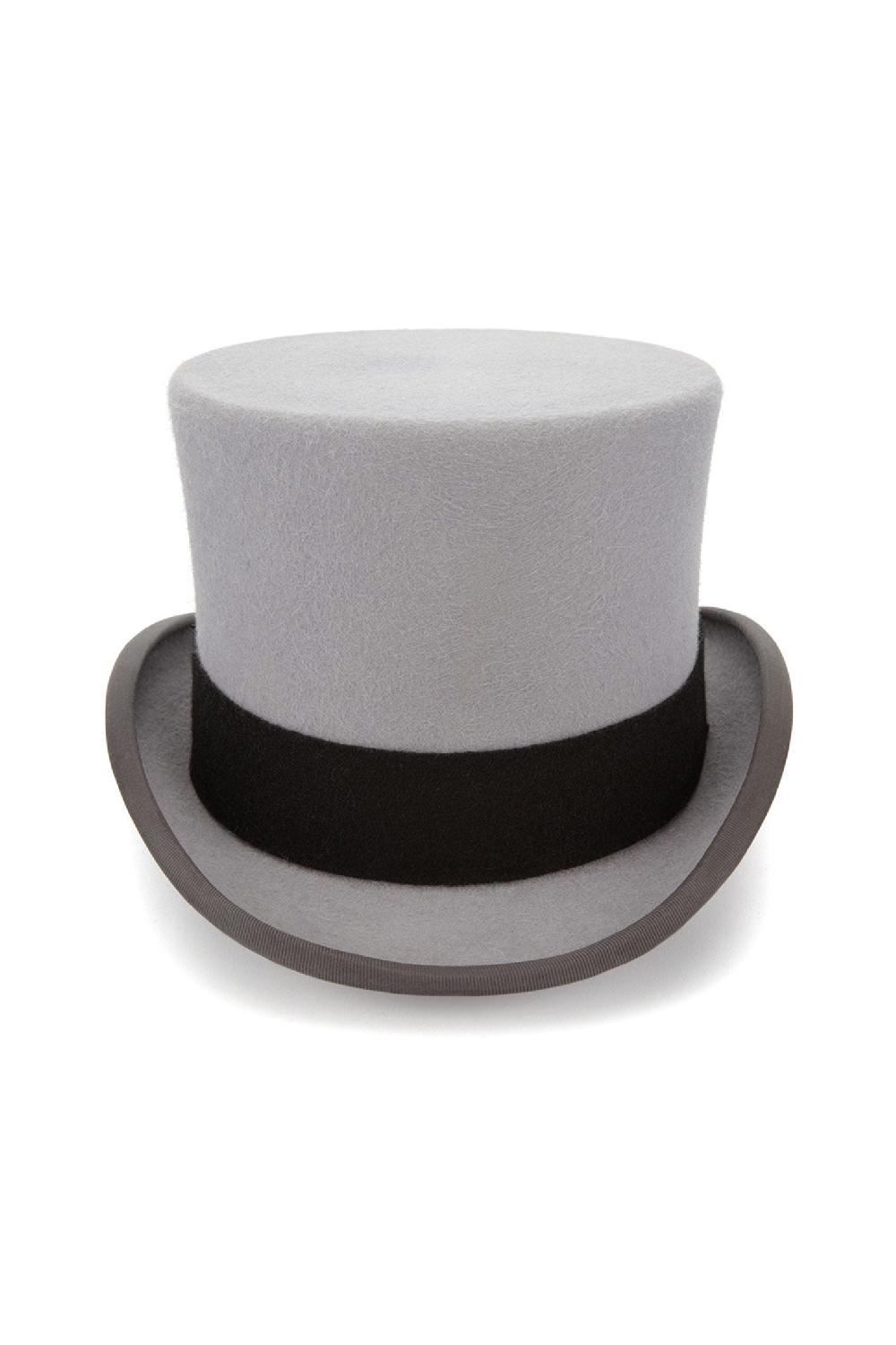 Lock & Co Hatters Grey Felt Ascot Top Hat With A Black Wool Felt Band