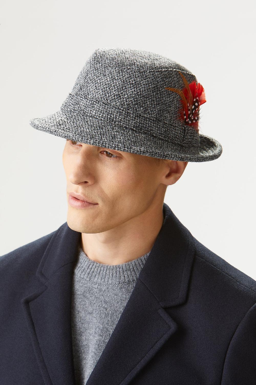 lock & co hatters Grouse Rollable Hat In a Harris Tweed