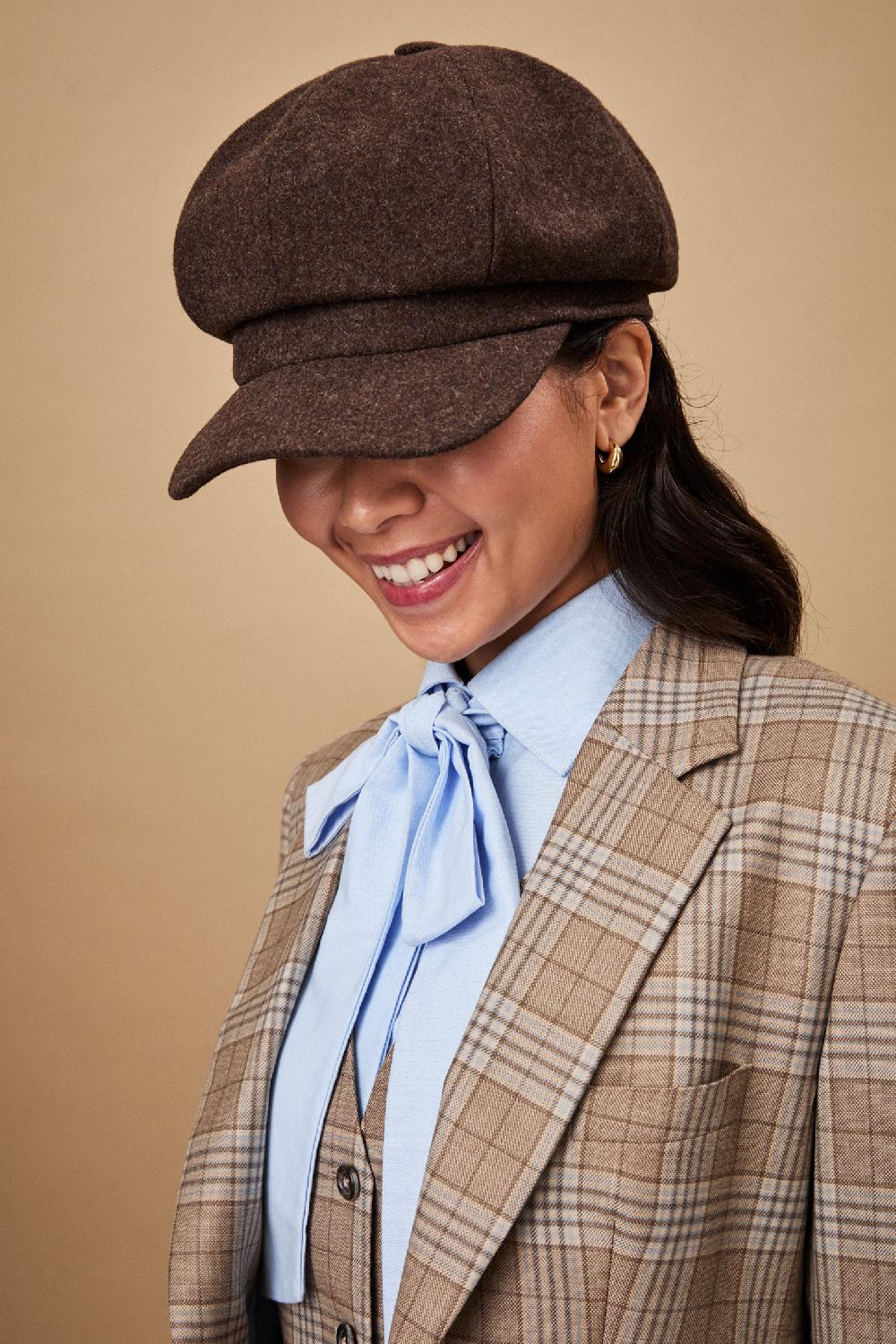 Lock & Co Hatters Harper Brown Wool Waterproof Rain Cap