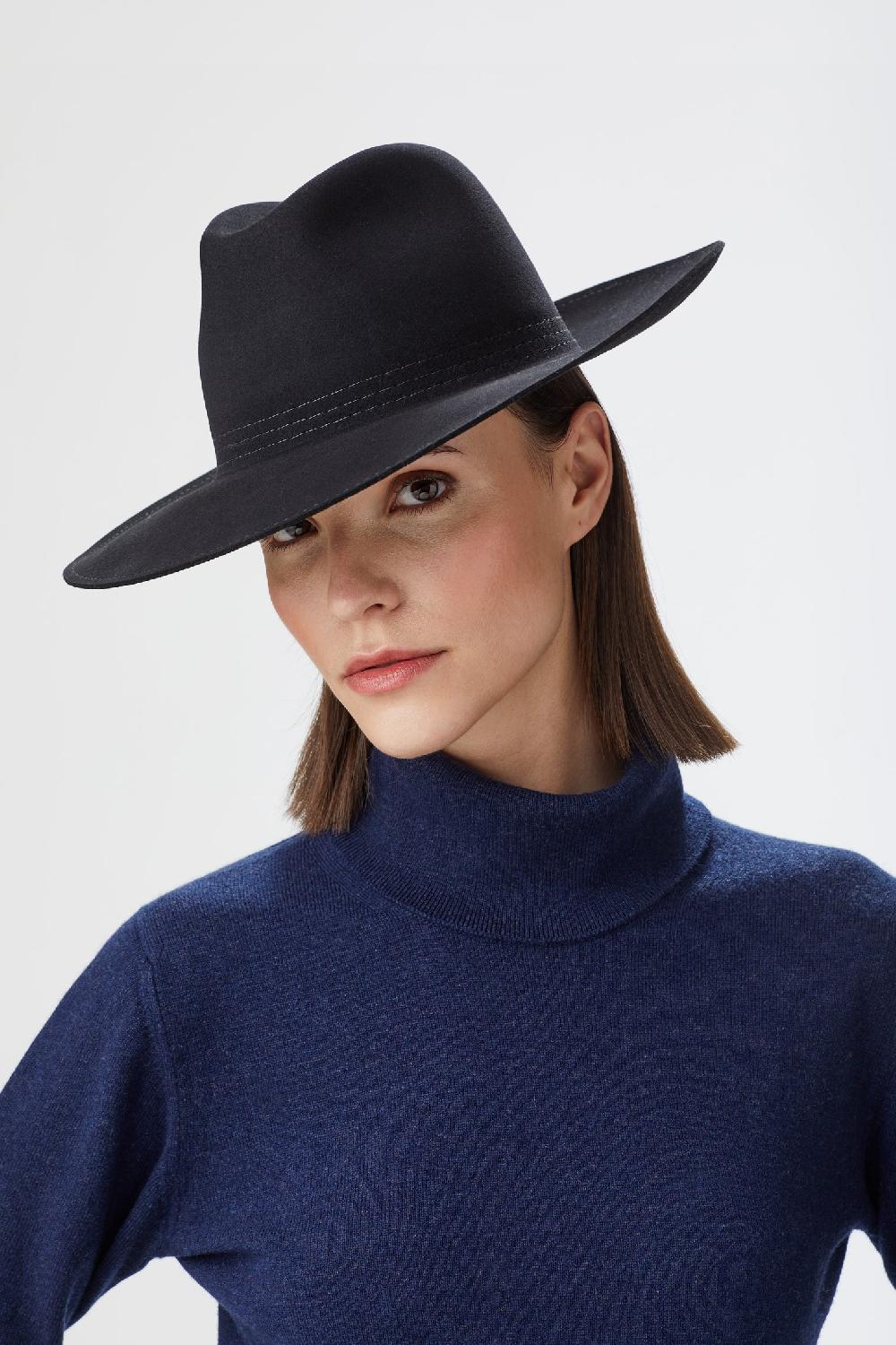 lock & co hatters Hepworth Black wool felt fedora hat