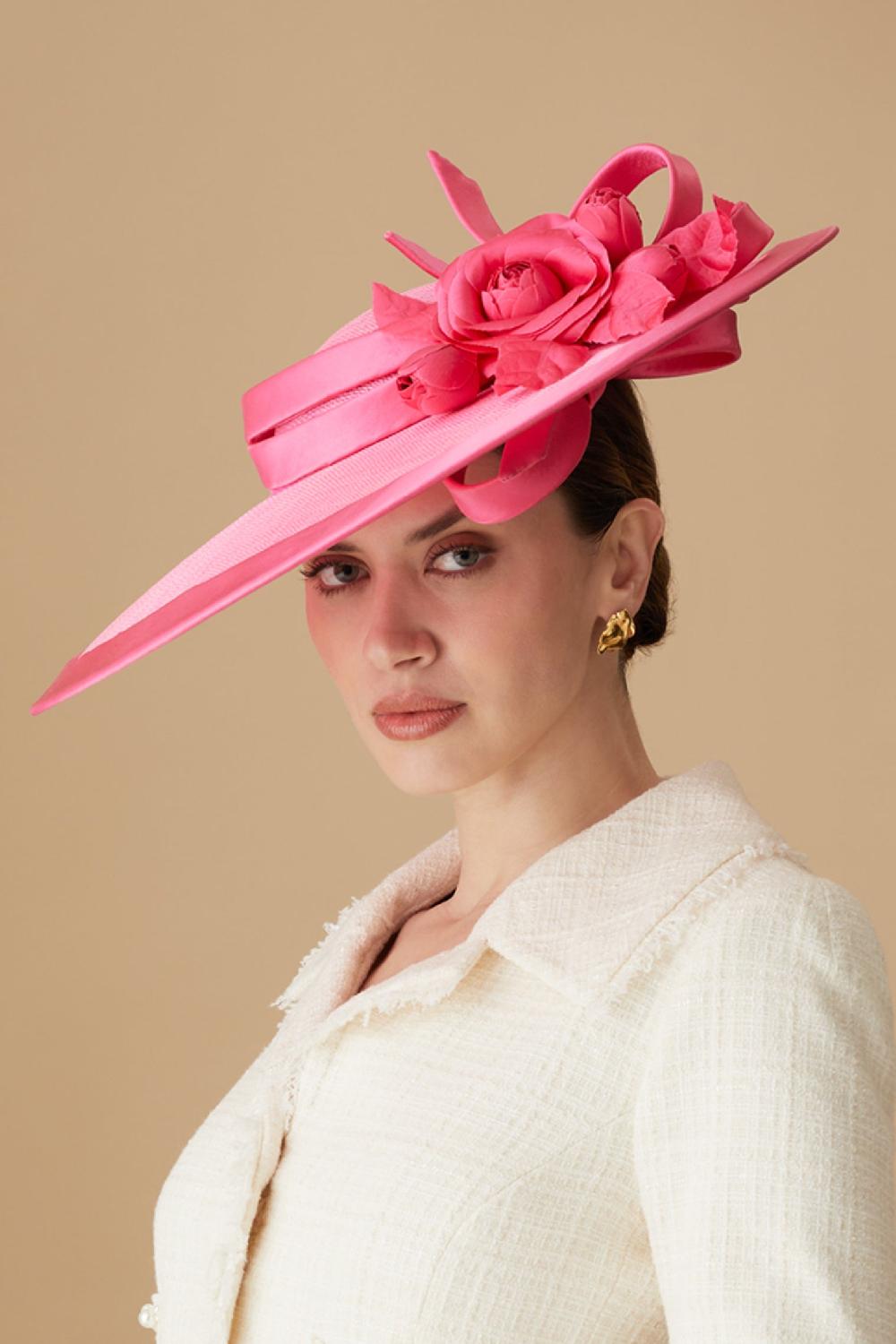 lock & co hatters Jasmine Bright Pink Sinamay Slice Hat