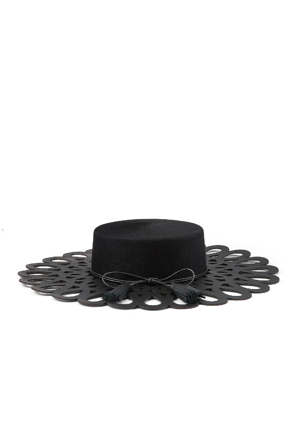 Lock & Co Hatters Knot Garden Wide Brim Black Boater Hat