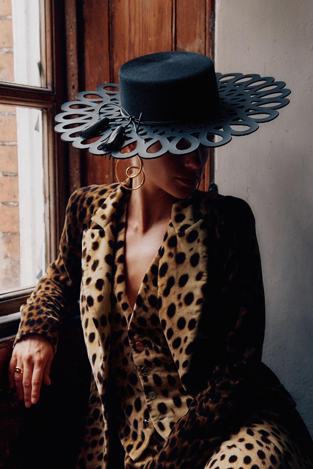 lock & co hatters Knot Garden Wide Brim Black Boater Hat