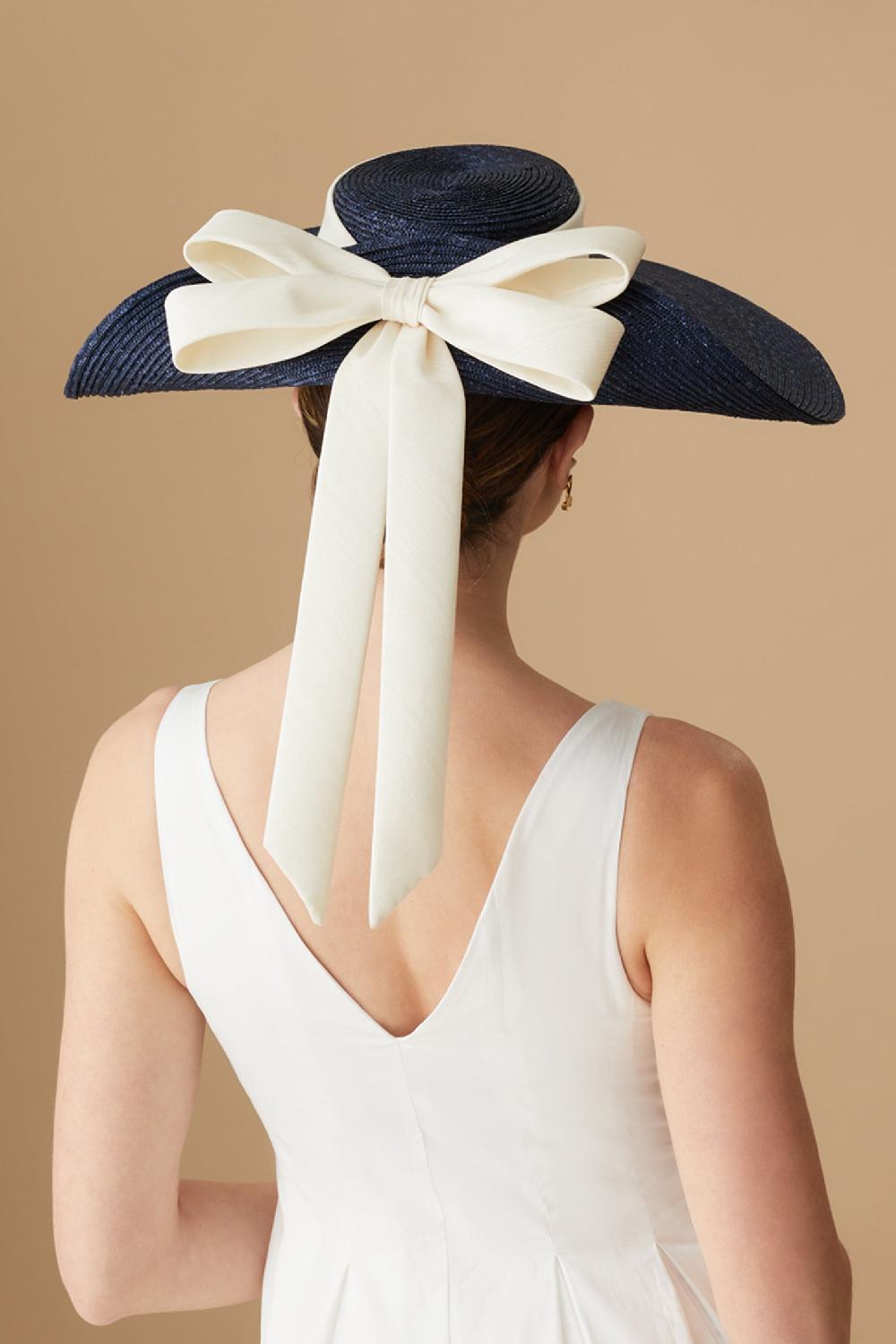 lock & co hatters Lady Grey Navy Pedal Straw Wide Brim Hat