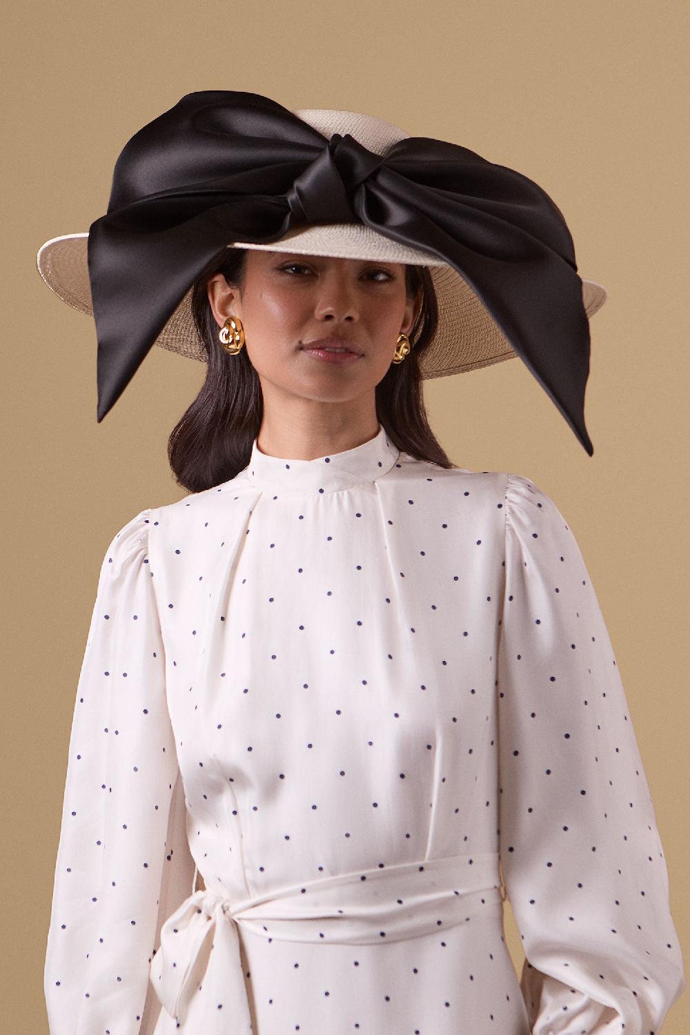 lock & co hatters Libra Ivory and Black Wide Brim Hat