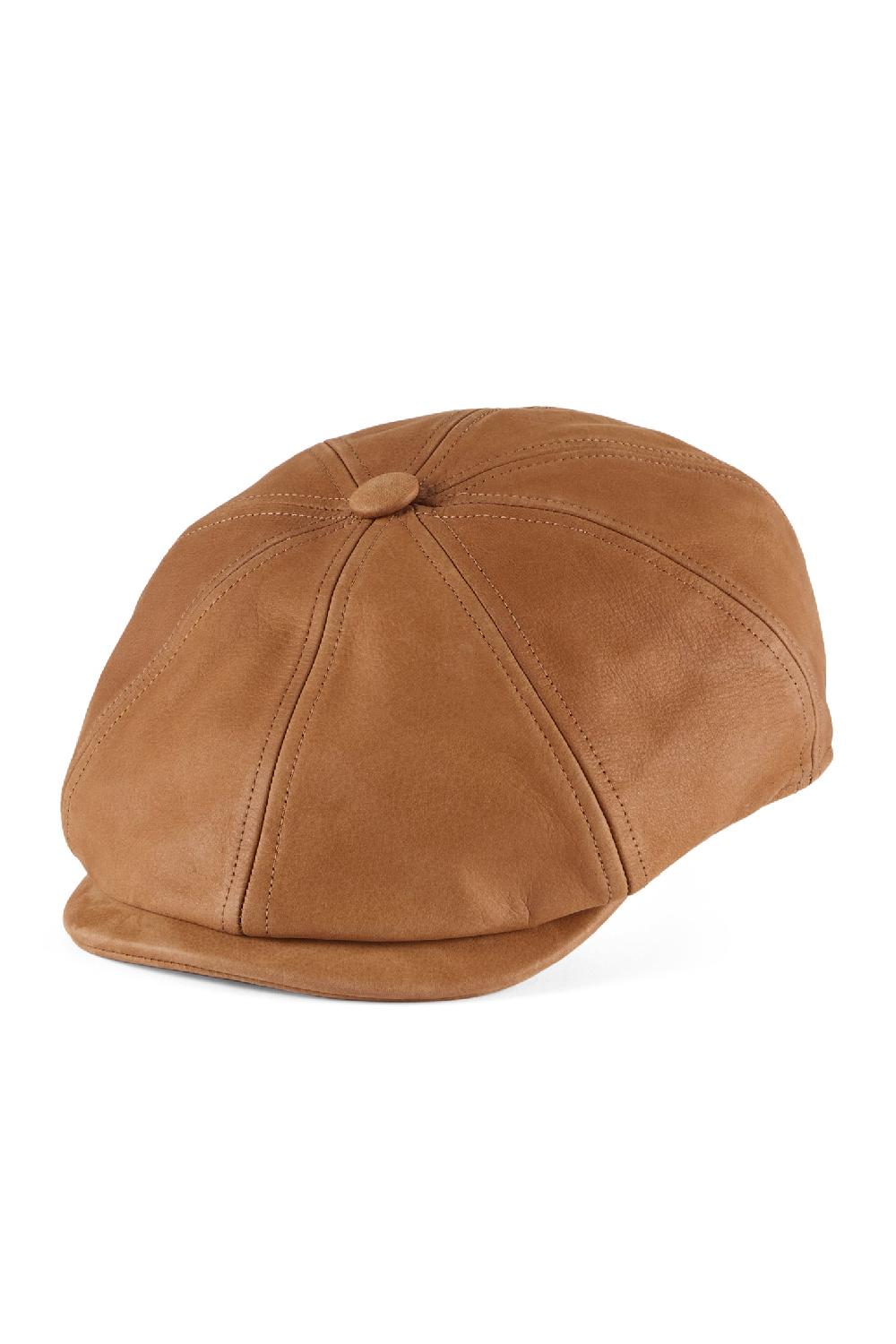 Lock & Co Hatters Austin Bakerboy Cap In Tan Leather