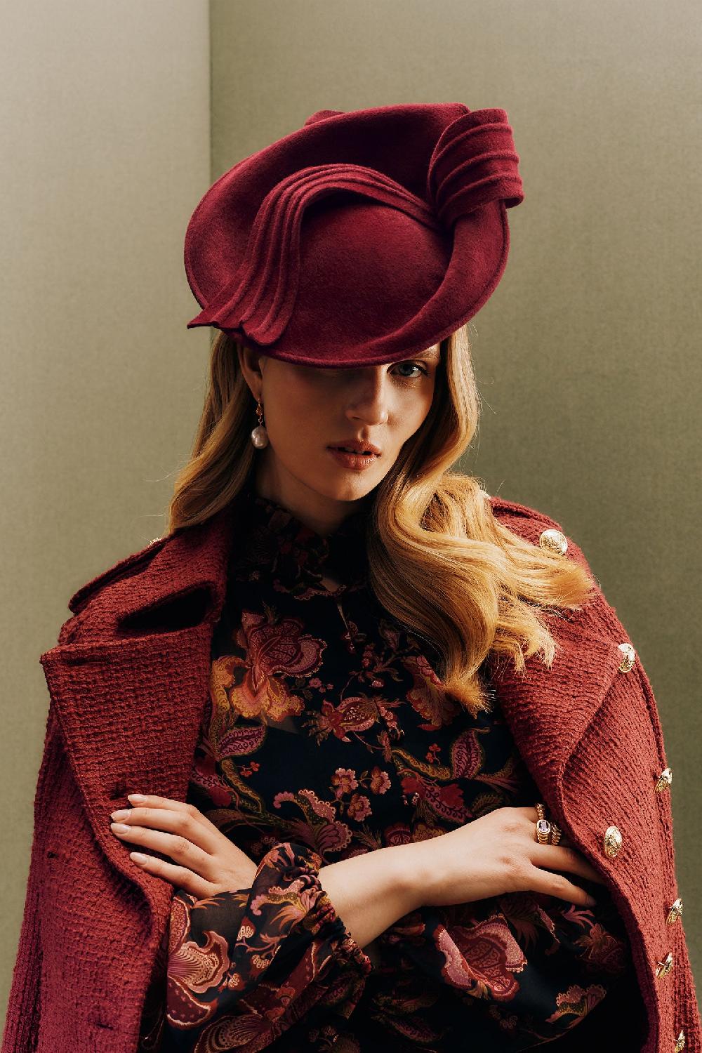 lock & co hatters Belvedere Burgundy Felt Percher