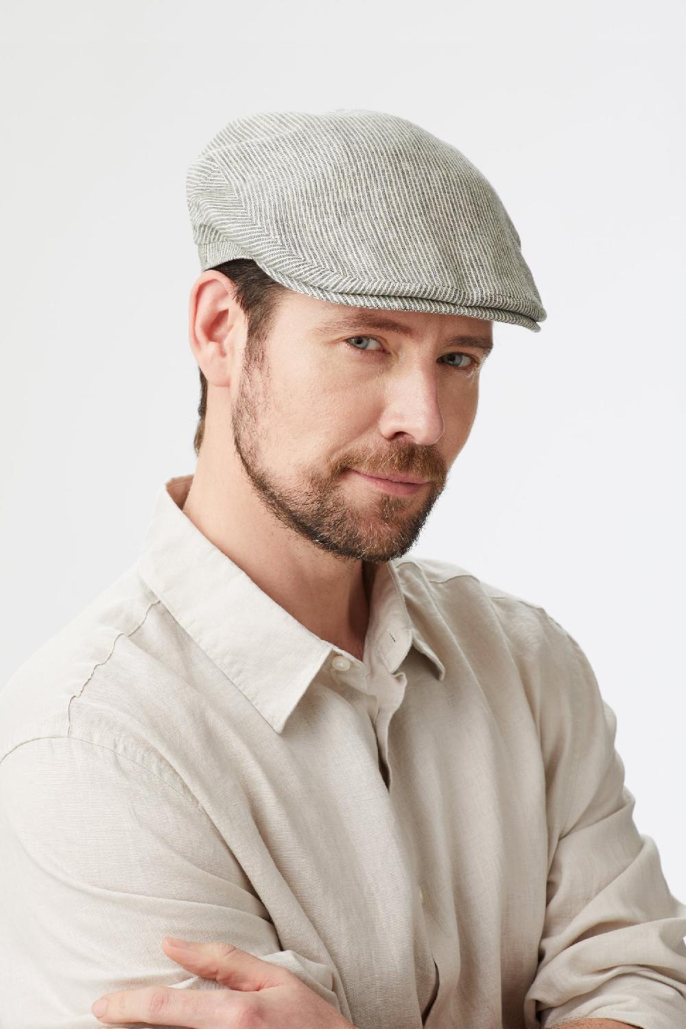lock & co hatters Cannes Linen Flat Cap